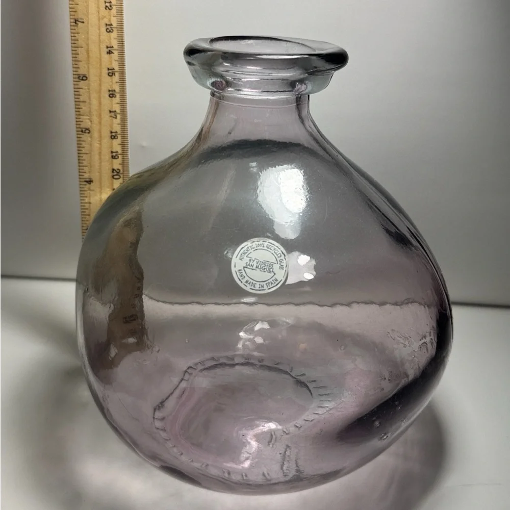Vidrios San Miguel recycled glass flask vase features a purple hue